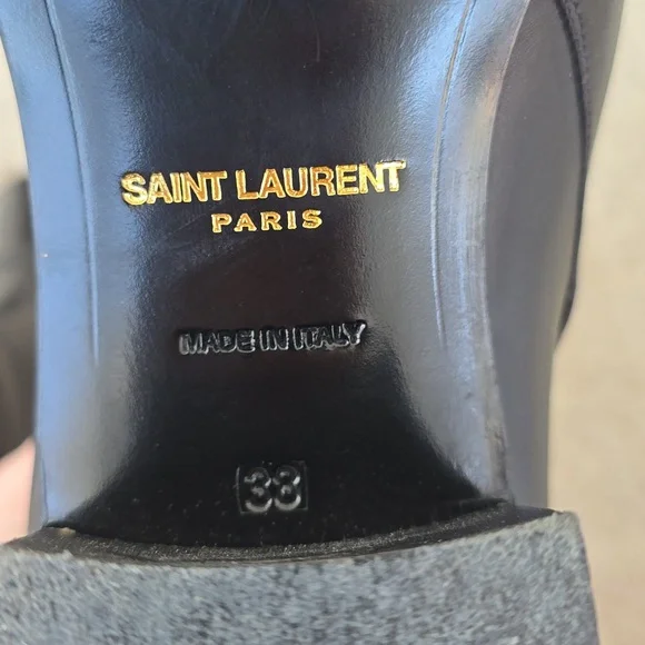 Saint Laurent Paris Black Ankle Boots with Chunky Heel and Buckle Detail - Picture 13 of 14